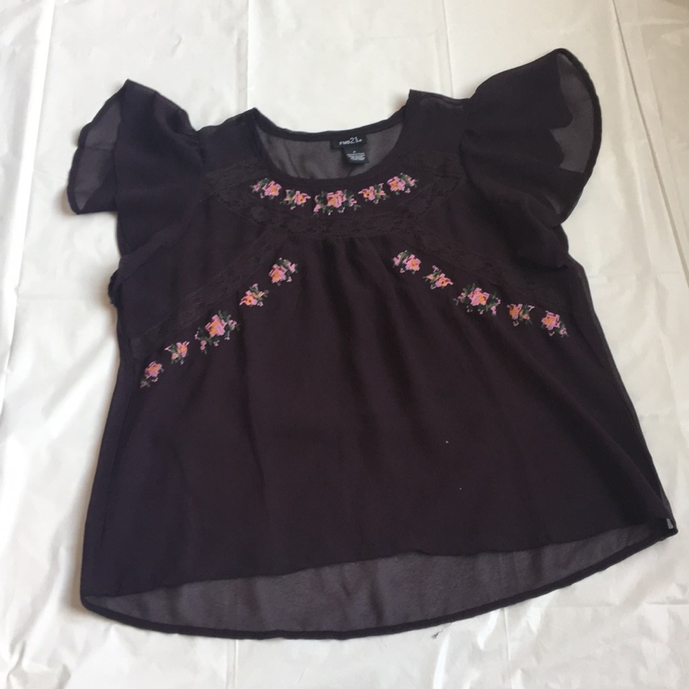 Sheer embroidered blouse